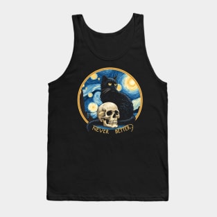 Never Better - Starry night Cat and skull Tank Top